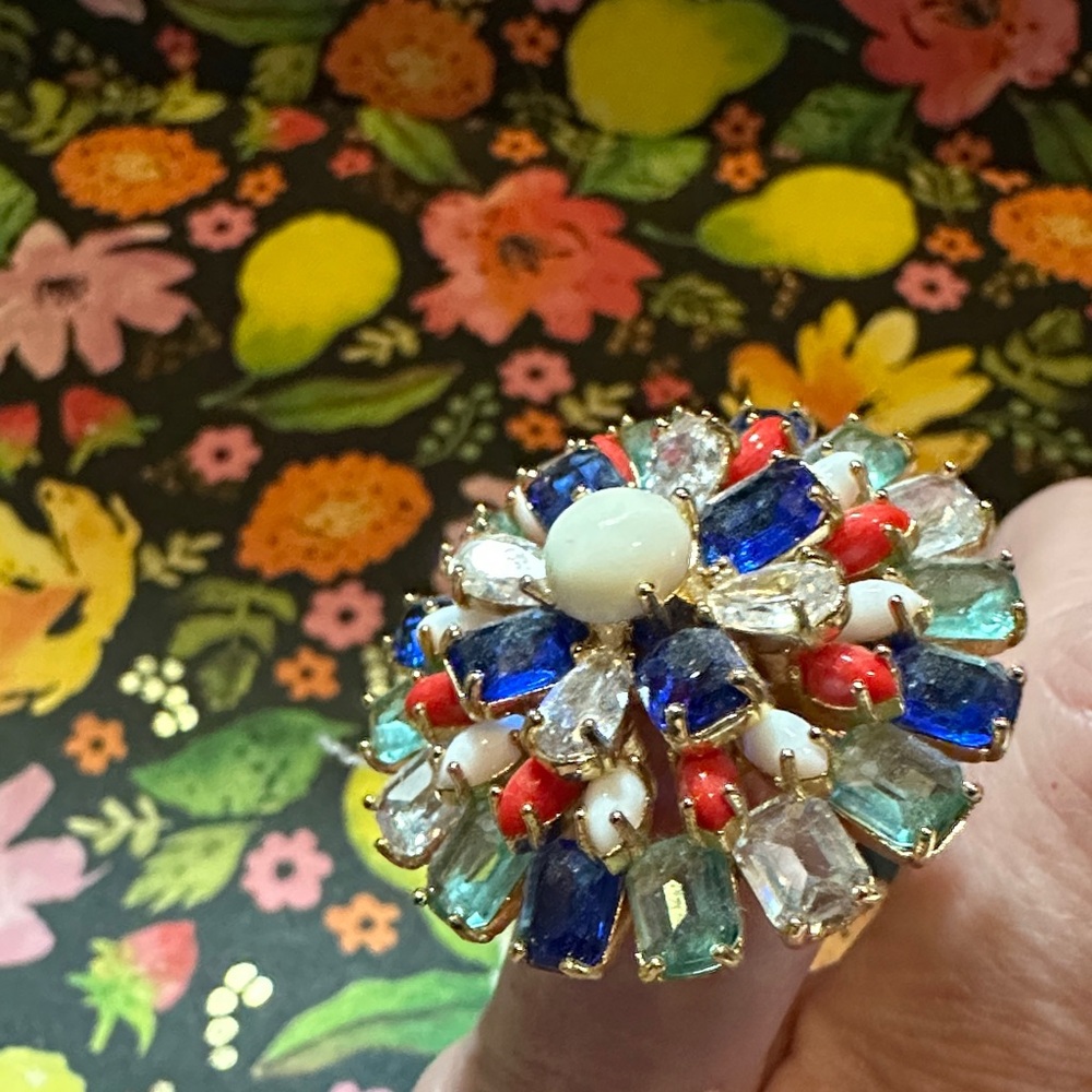 KATE SPADE fireworks floral multi ring sz5 NWT - Picture 7 of 7
